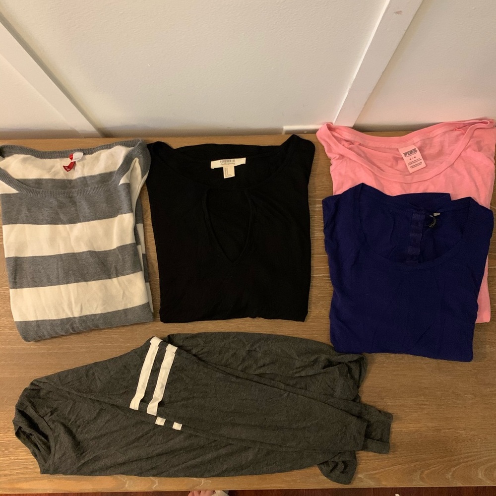 5 long sleeve tops, size m